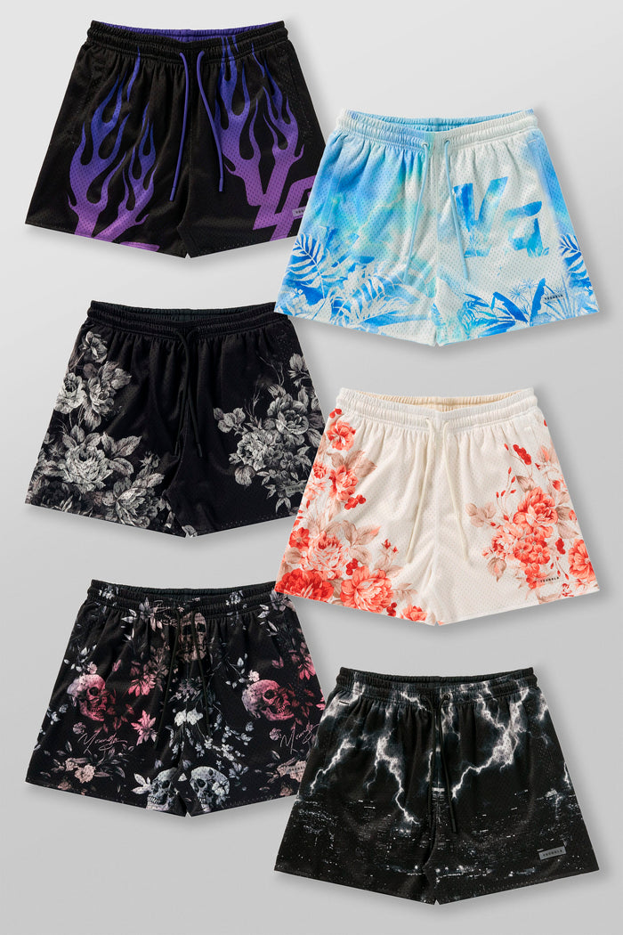1111 - SKULLS & ROSES REVERSIBLE SHORTS