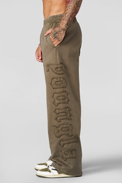 2093 - PATCHWORK SWEATS - OLIVE BROWN WASH