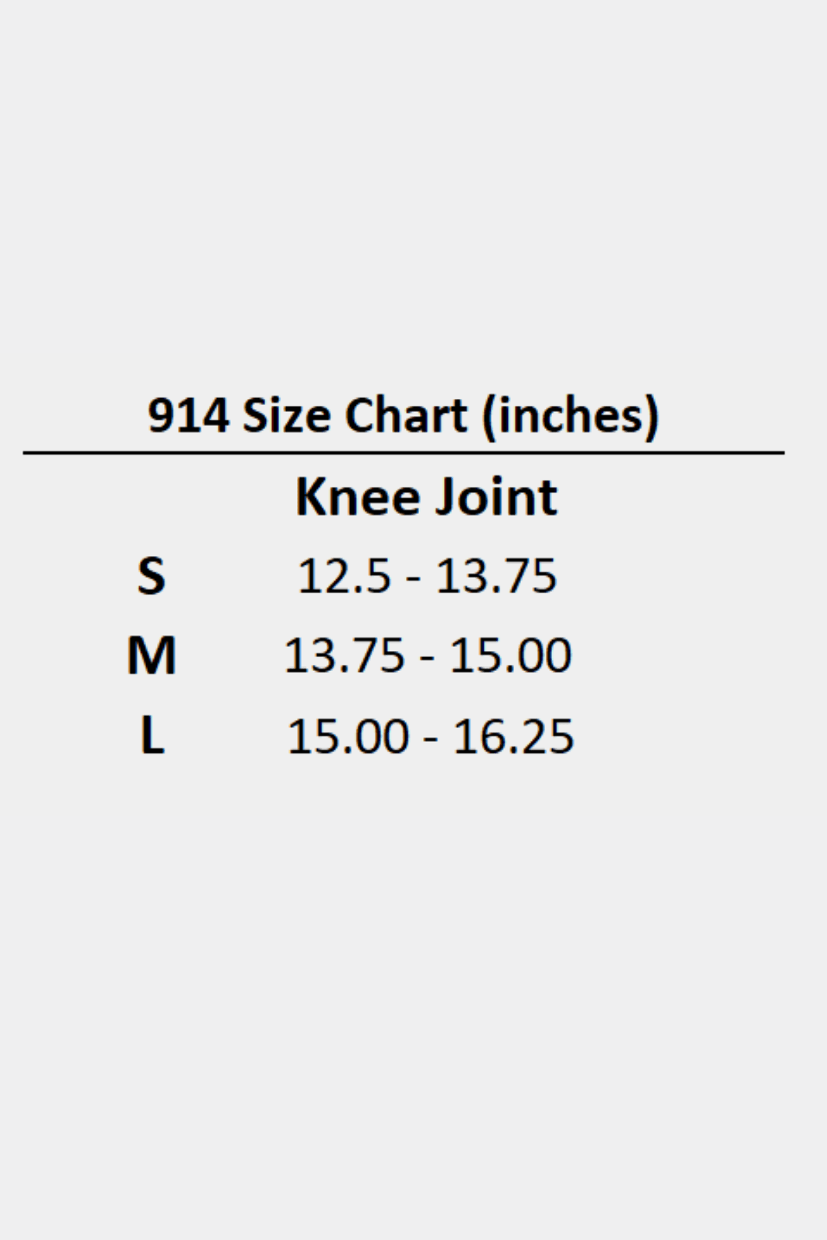 914 - KNEE SLEEVES - TABLA DE TALLAS