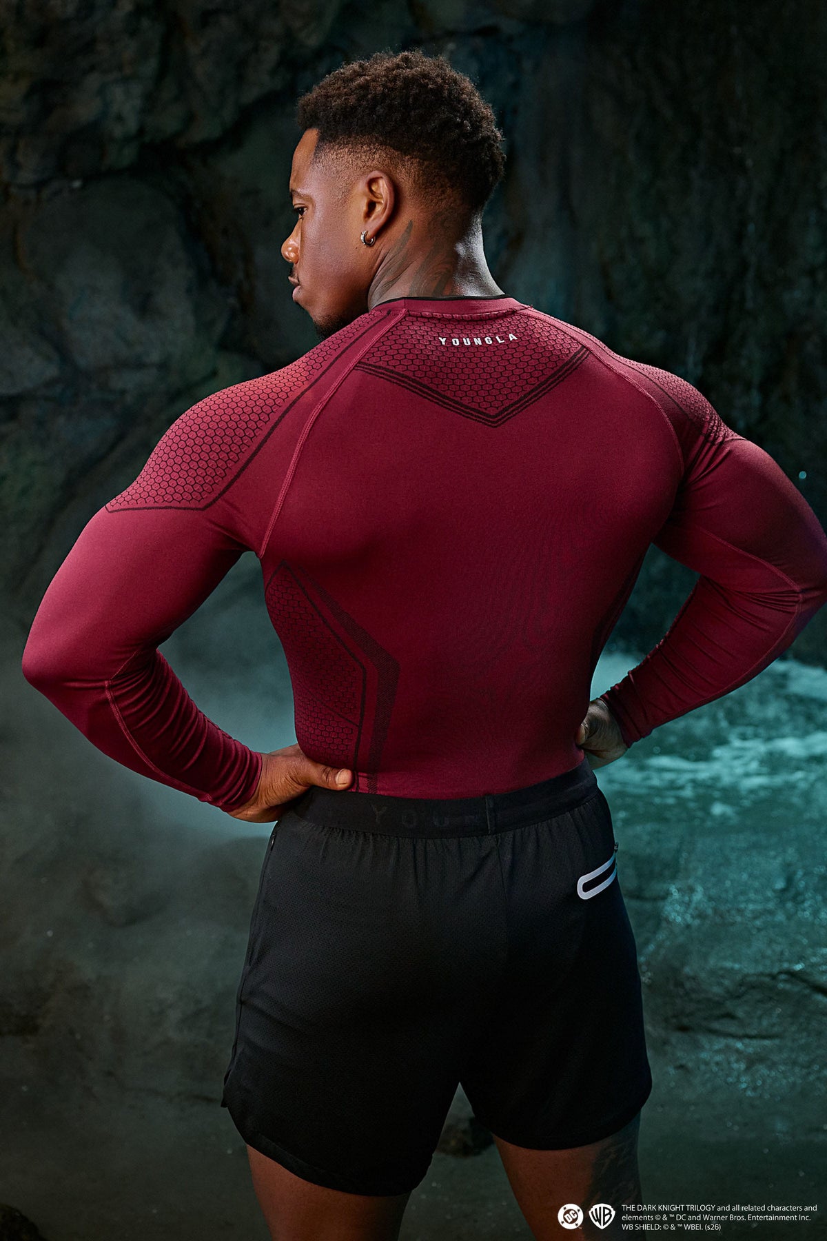8004 - BATMAN COMPRESSION LONGSLEEVES - BURGUNDY